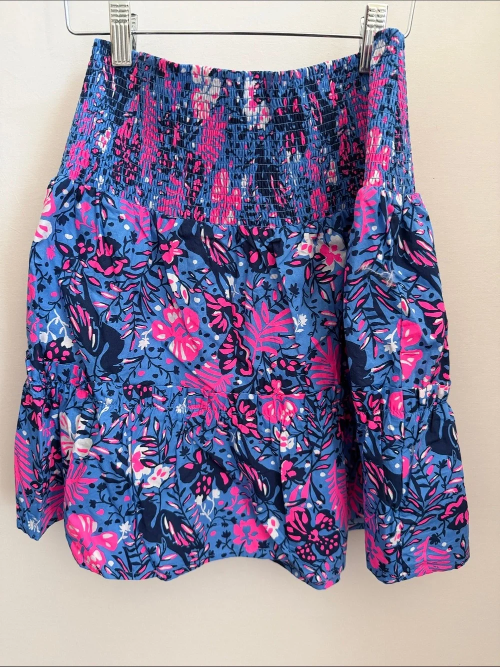 Lilly Pulitzer Navy Blue and Hot Pink Floral Skirt Set